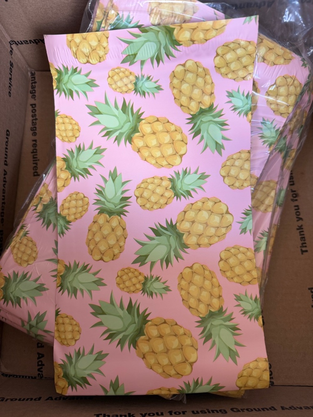 Pineapple Print Gift Bags - Pink and Yellow Tropical Set 6”x9” (25)